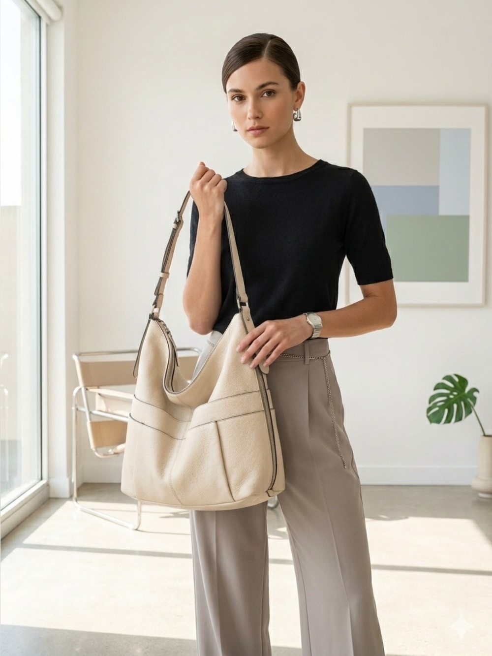 Vintage Marni cream leather large multiway hobo carryall tote satchel bag